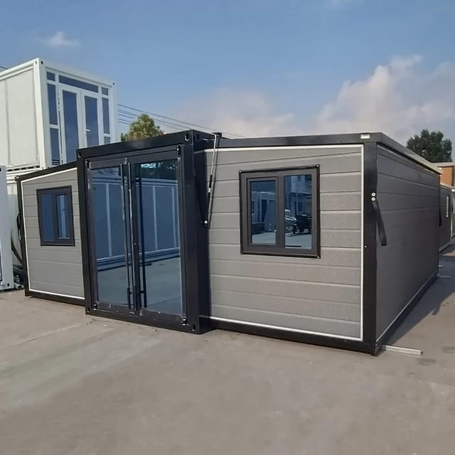 20FT Modular Compact Living Unit with Bedroom, Bathroom, and Kitchen - Collapsible Steel Frame Container Home for Adult Residence.