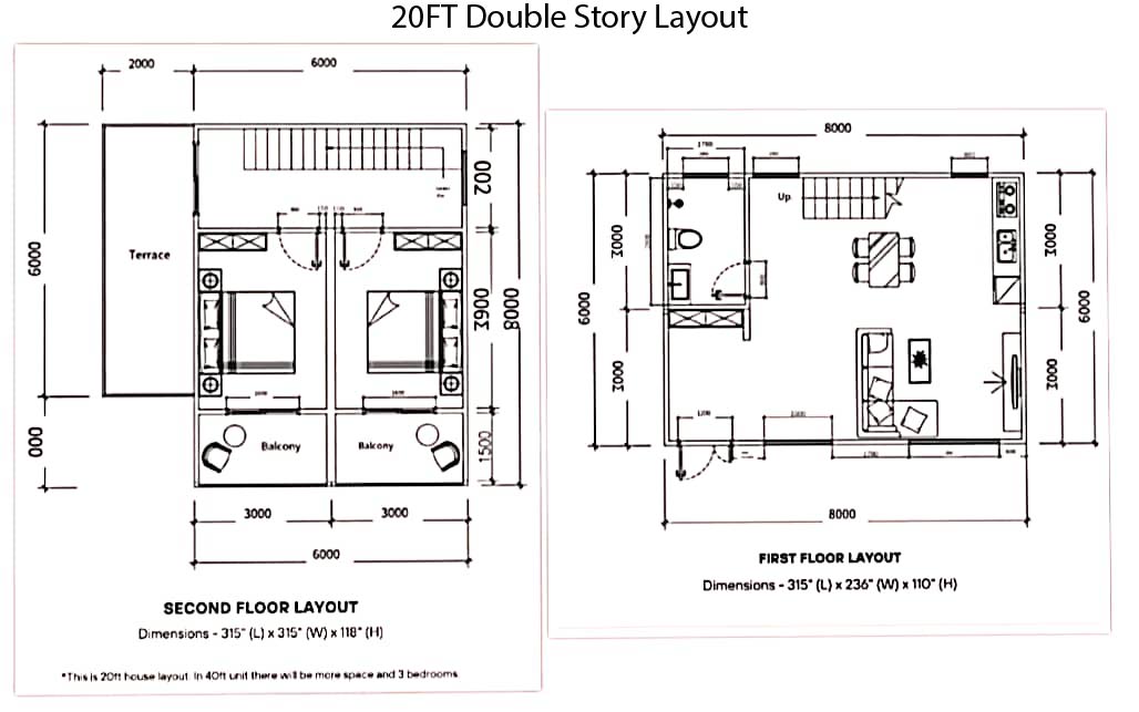 Double Story Flat Pack House with Bathroom and Kitchen