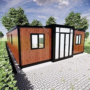 40FT Tiny House to Live in,Portable Prefab House with 3 Bedroom,1 Full Equiped Bathroom and Kitchen,Prefabricated Container House for Adults Living,Foldable Mobile Home with Steel Frame