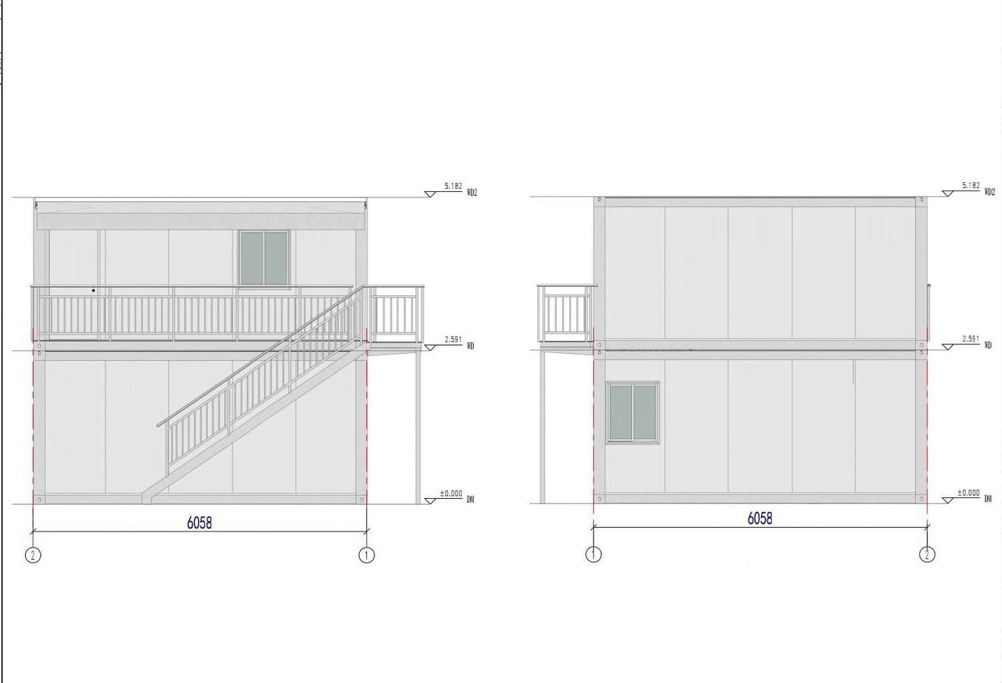 20FT Double Story Flat Pack House with Bathroom and Kitchen – Terrace & Stairs