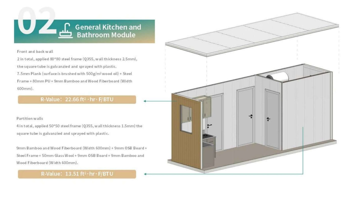 20FT Tiny Portable Modular 2 Bedroom House Villa Foldable Smart Prefab Container Homes - The SmartSpace