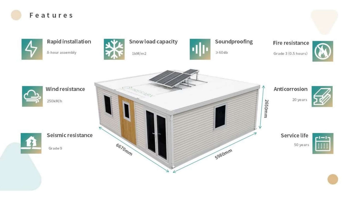 20FT Tiny Portable Modular 2 Bedroom House Villa Foldable Smart Prefab Container Homes - The SmartSpace